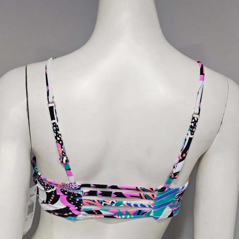 Raisins Juniors' Kaori High-Neck Lattice-Back Bikini Top - Picture 4 of 8